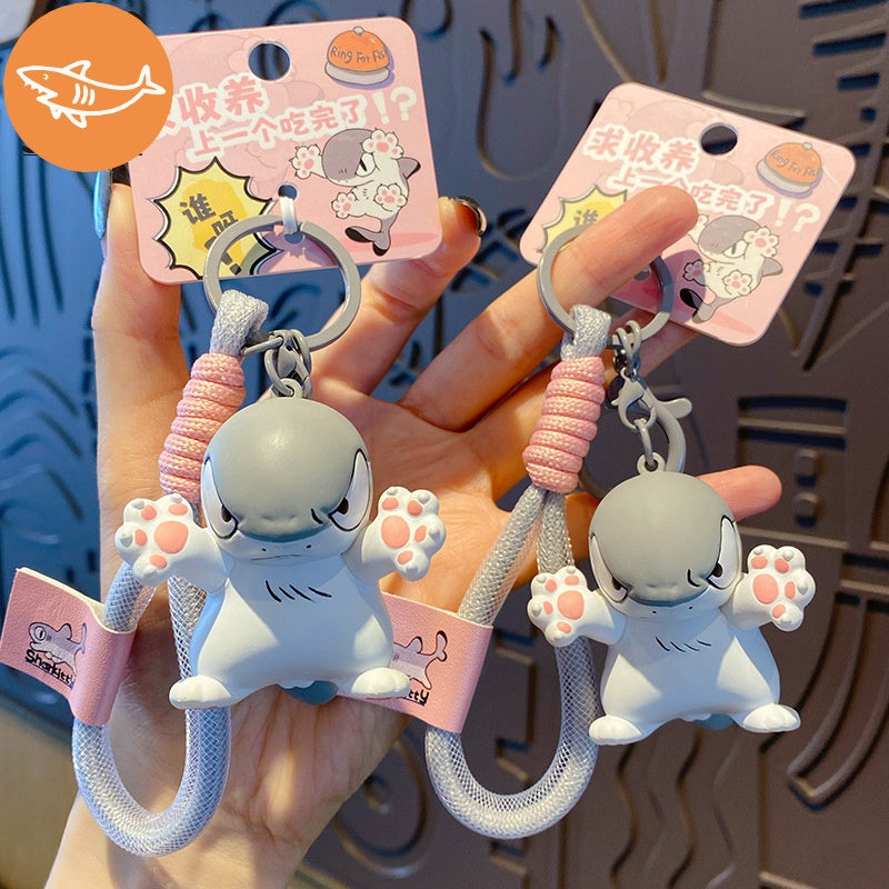 Cute cartoon little shark cat keychain