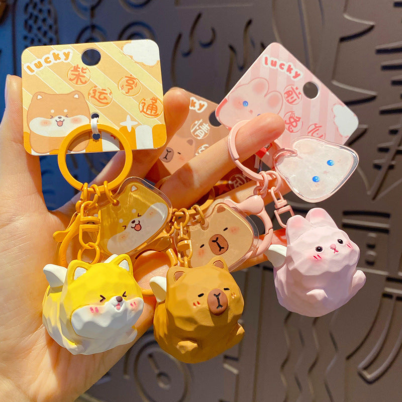 Resin keychain pendant of cute flying pets