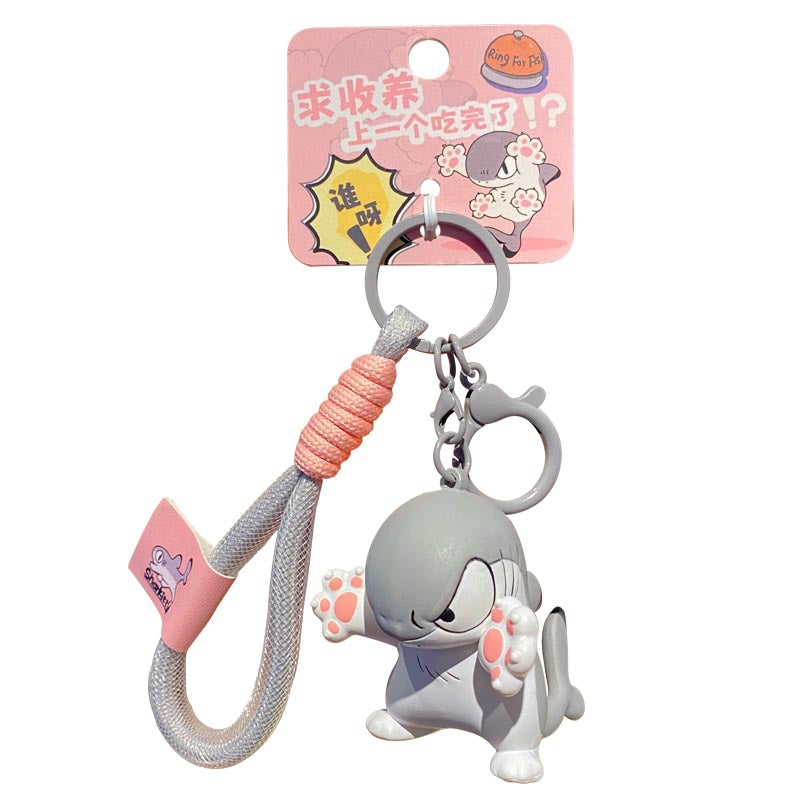 Cute cartoon little shark cat keychain