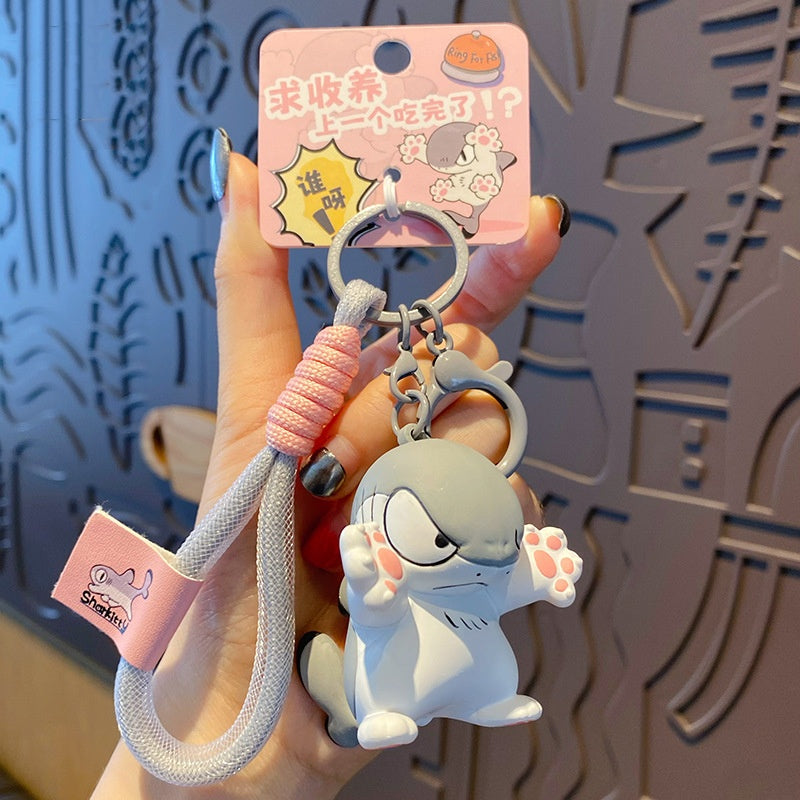Cute cartoon little shark cat keychain