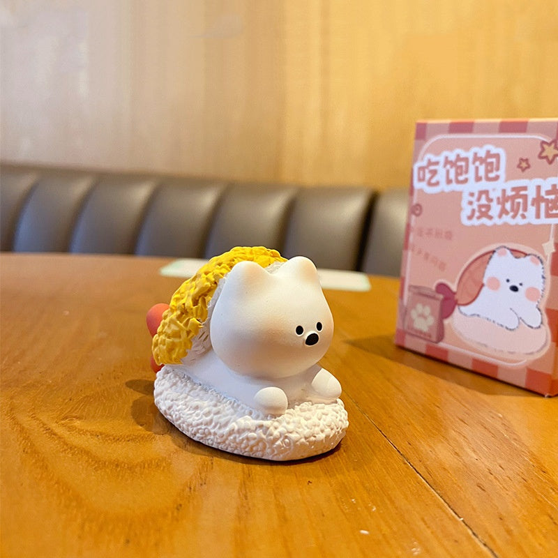 Original Resin Ornaments Cute Foodie Puppies Trendy Decorations for Car Desktops