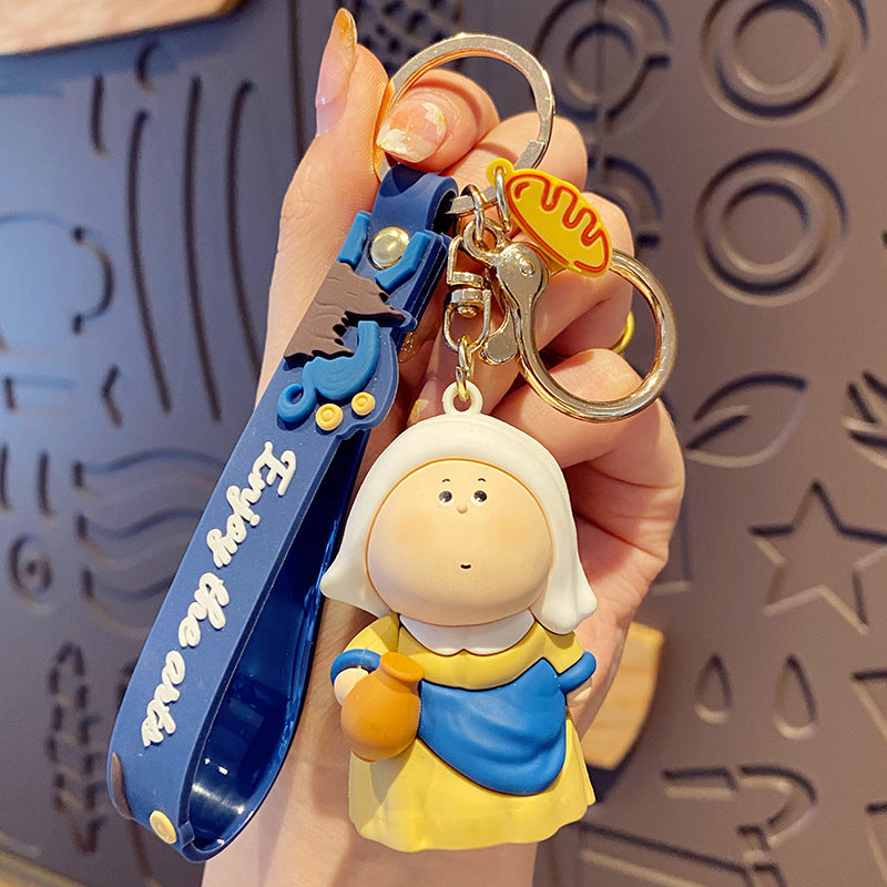 "Enjoy the Art" Cute and Chubby Artist Keychain Pendant