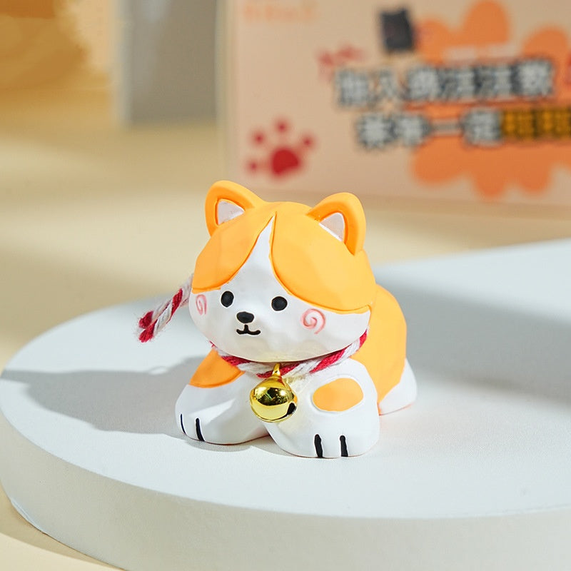 Original Wood - Carving Style Creative Resin Corgi and Shiba Inu Figurines for Home Desktop Decoration