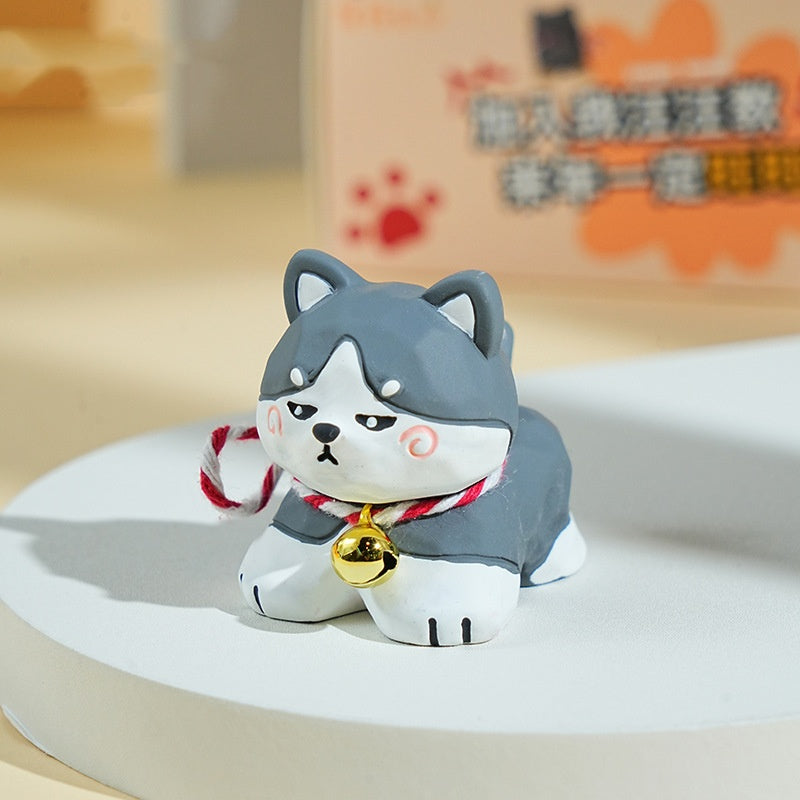Original Wood - Carving Style Creative Resin Corgi and Shiba Inu Figurines for Home Desktop Decoration