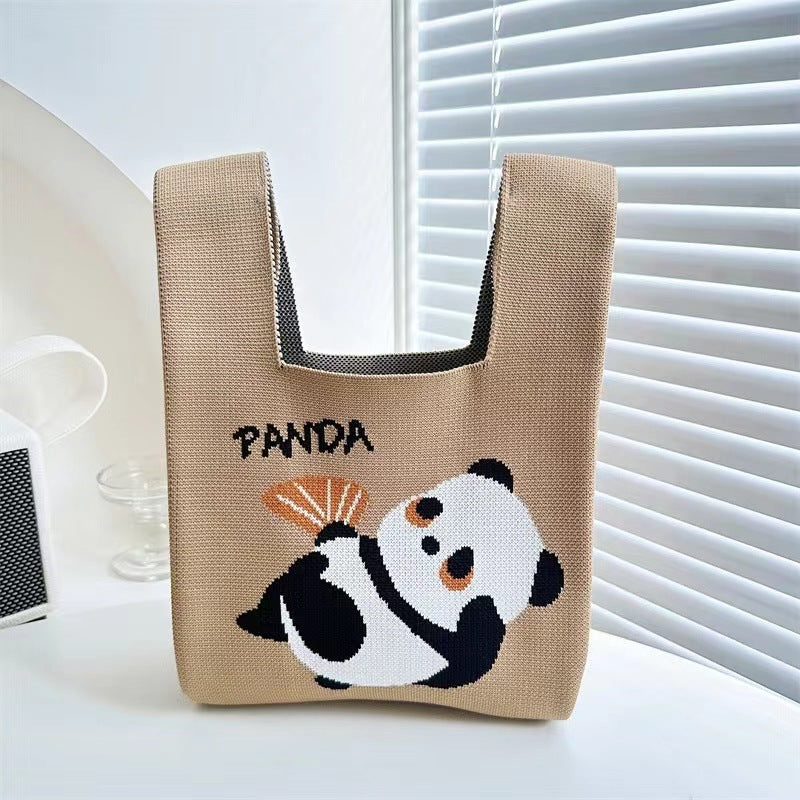Adorable Panda - themed Hand - knitted Charming Gifts Handbags