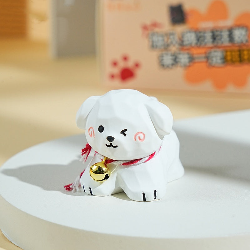Original Wood - Carving Style Creative Resin Corgi and Shiba Inu Figurines for Home Desktop Decoration