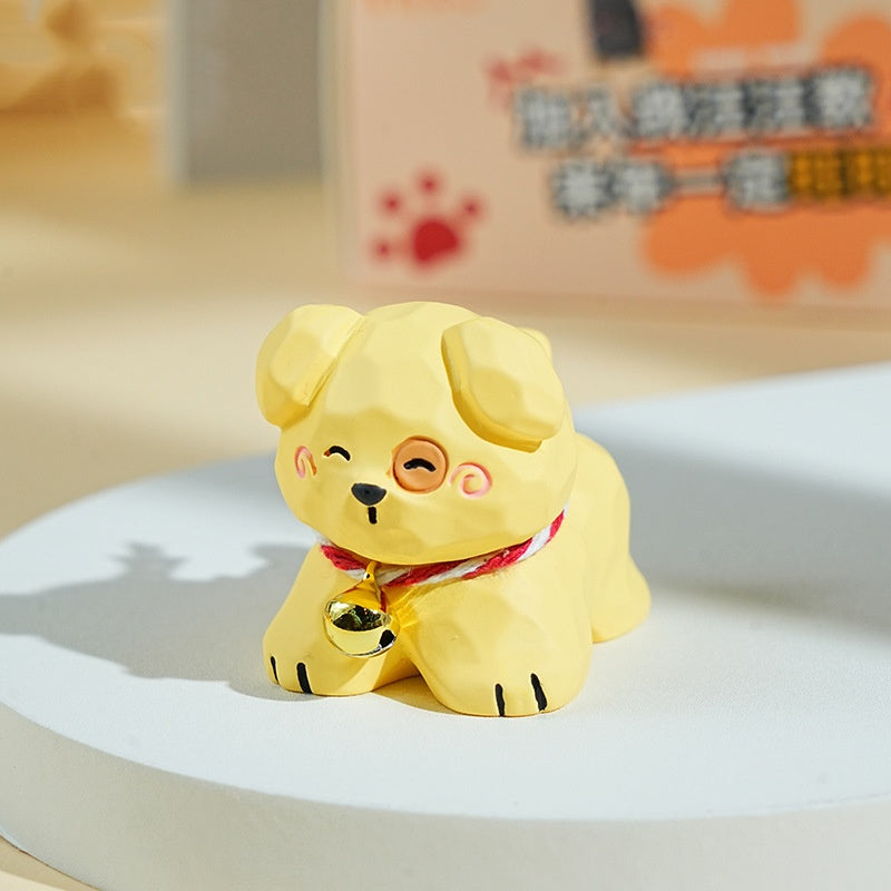 Original Wood - Carving Style Creative Resin Corgi and Shiba Inu Figurines for Home Desktop Decoration