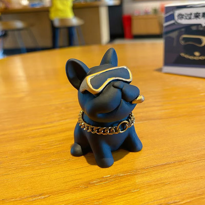 Anime Bulldog Car Interior Decoration, Cool Trend Sunglasses Bulldog Ornaments for Car Accessories Desktop Ornaments