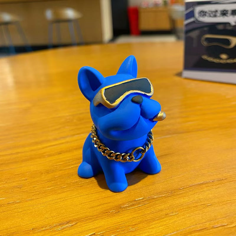 Anime Bulldog Car Interior Decoration, Cool Trend Sunglasses Bulldog Ornaments for Car Accessories Desktop Ornaments