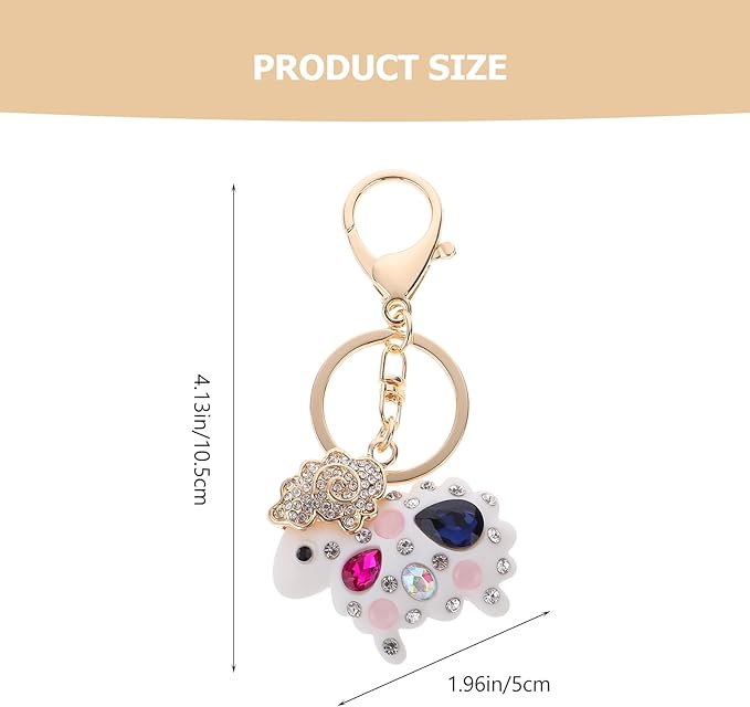 Holibanna Cute Sheep Keychain Crystal Rhinestone Animal Key Pendent