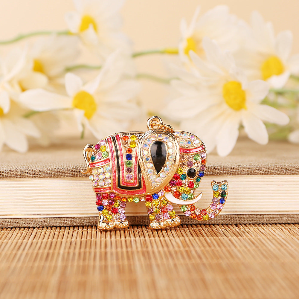 Premium Elephant Keychain Rhinestone Key Chain for Women Car Purse Handbag Charm
