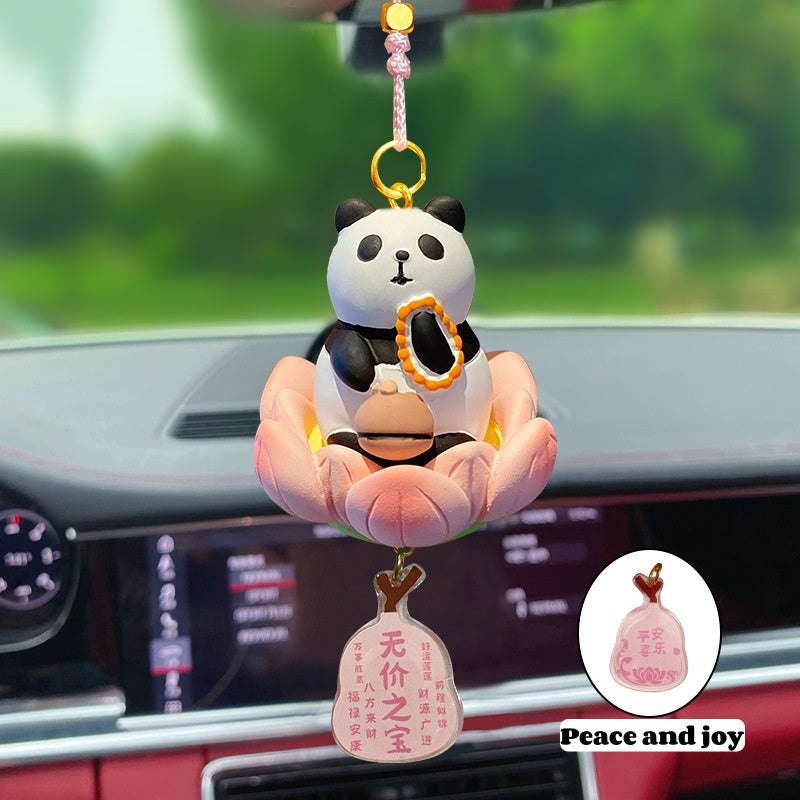 Buddhistic-themed "Good Luck with Lotus" Creative and Cute Car Pendant