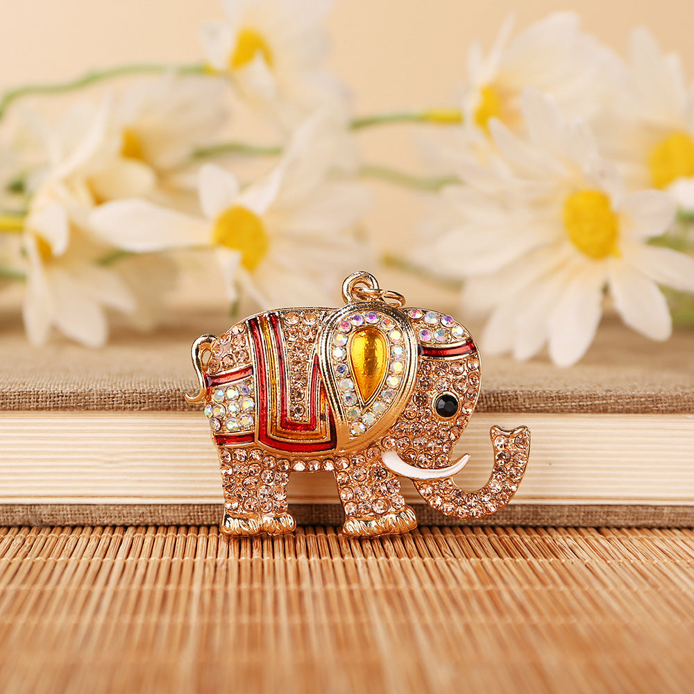Premium Elephant Keychain Rhinestone Key Chain for Women Car Purse Handbag Charm