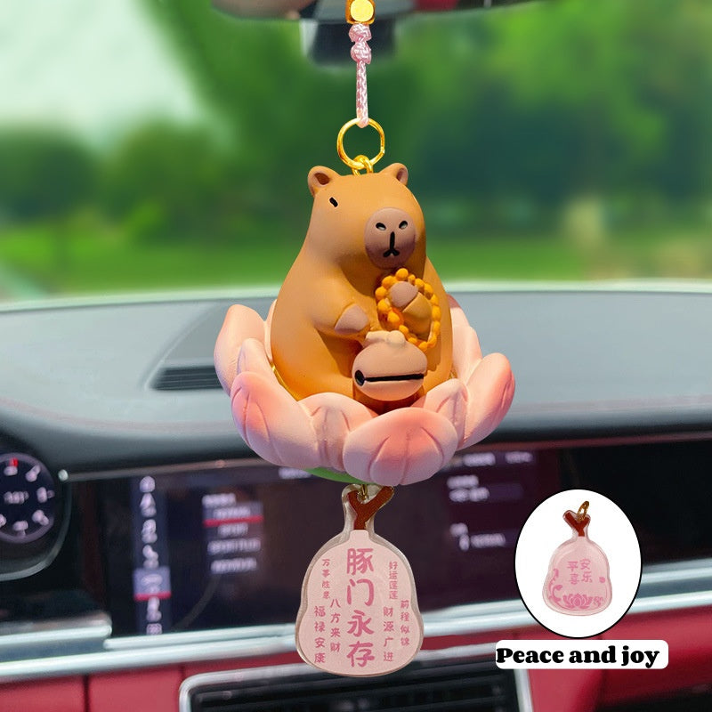 Buddhistic-themed "Good Luck with Lotus" Creative and Cute Car Pendant