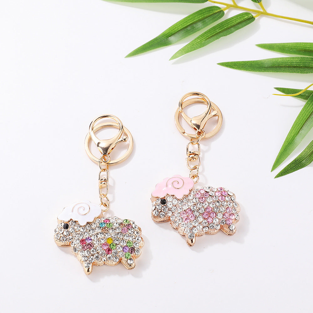 Holibanna Cute Sheep Keychain Crystal Rhinestone Animal Key Pendent