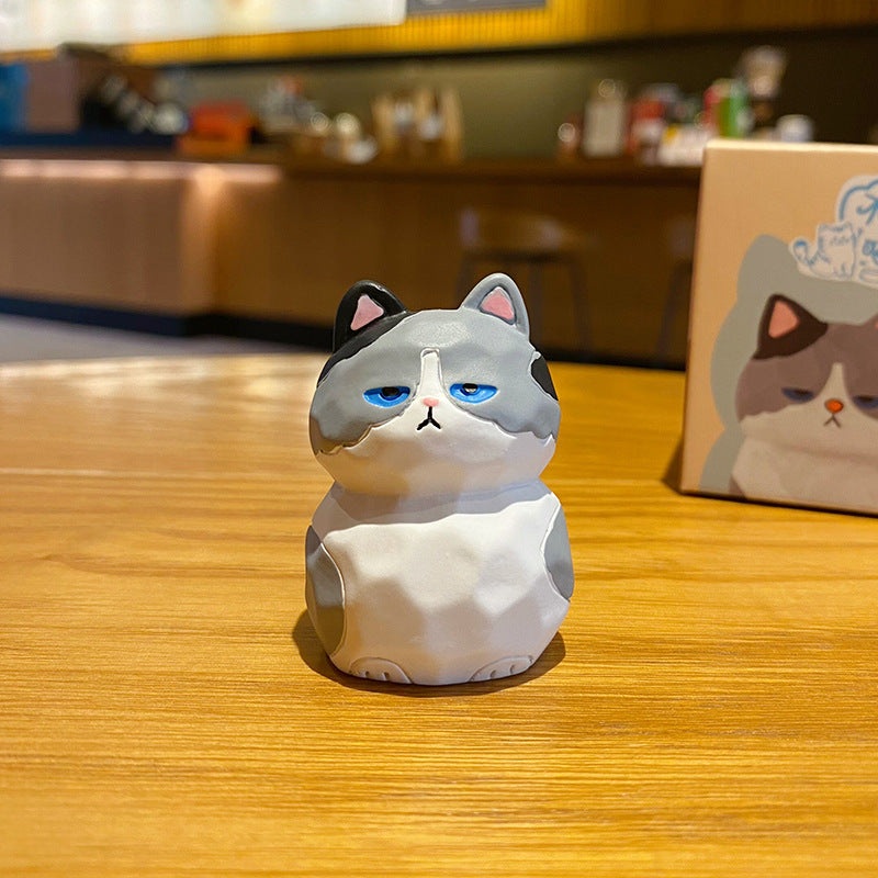Cat Family Decorative Woodcarving Style Creative Resin Home Desktop Decoration Doll Gift
