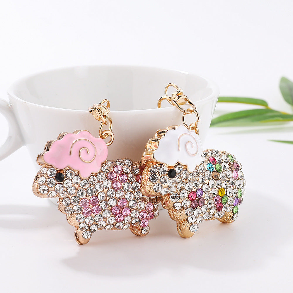 Holibanna Cute Sheep Keychain Crystal Rhinestone Animal Key Pendent