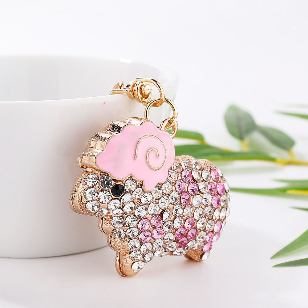 Holibanna Cute Sheep Keychain Crystal Rhinestone Animal Key Pendent