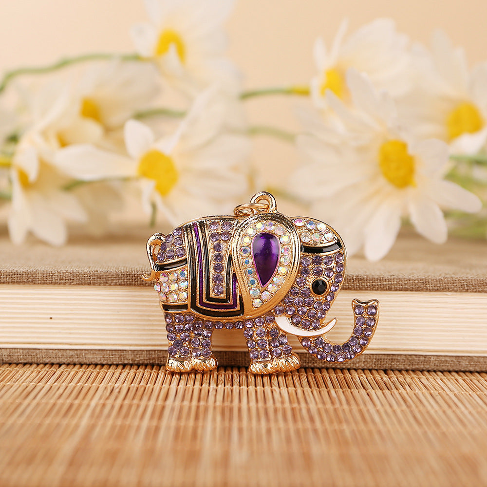 Premium Elephant Keychain Rhinestone Key Chain for Women Car Purse Handbag Charm