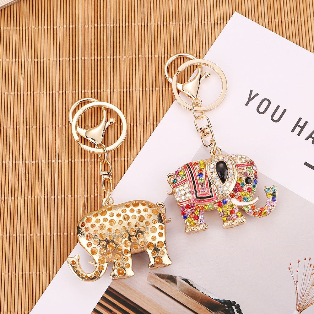 Premium Elephant Keychain Rhinestone Key Chain for Women Car Purse Handbag Charm