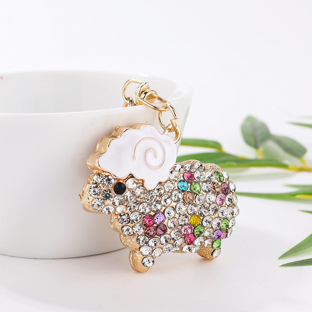 Holibanna Cute Sheep Keychain Crystal Rhinestone Animal Key Pendent