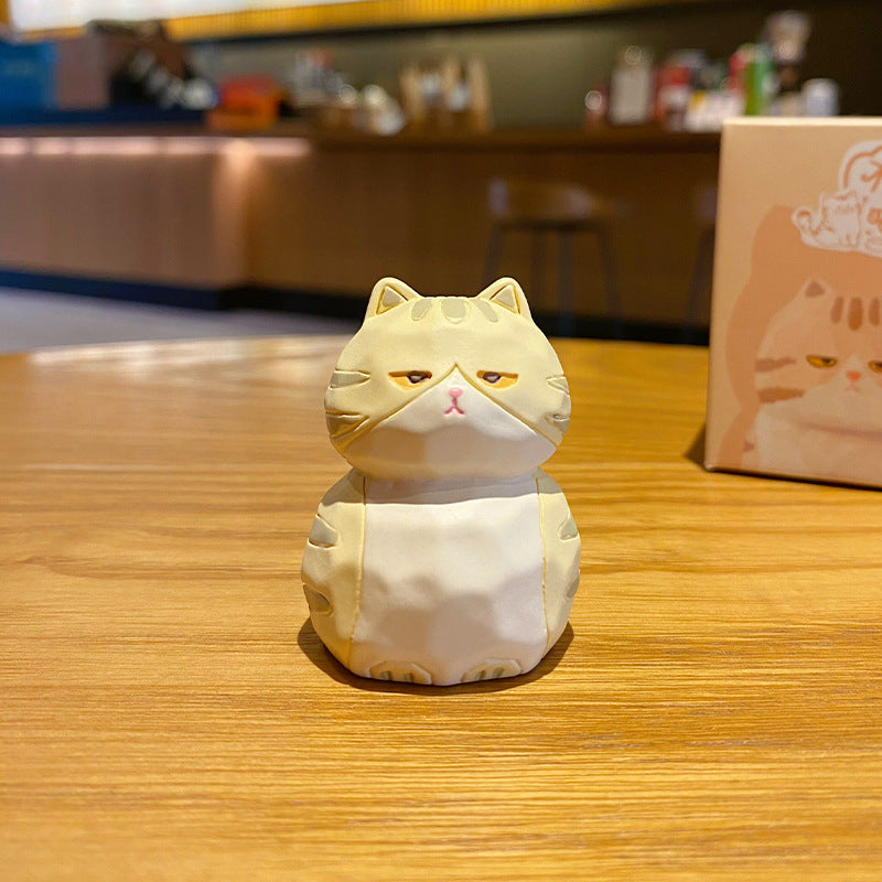 Cat Family Decorative Woodcarving Style Creative Resin Home Desktop Decoration Doll Gift