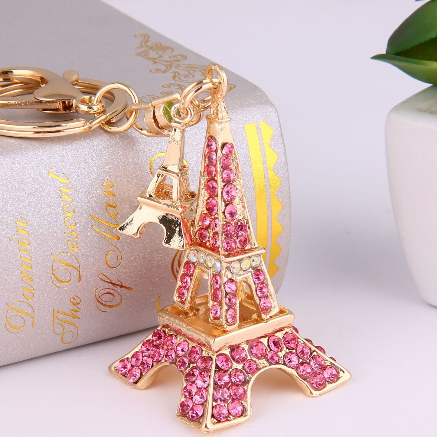 Eiffel Tower Crystal Rhinestone Alloy Metal Keychain Key Chain Key Ring Pendant