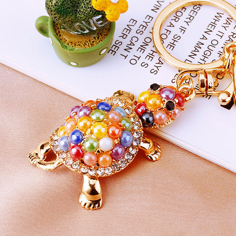 Turtle Keychain BlingTurtle Rhinestone Crystal Key Ring Cute Animal Metal Pendant Shining Keychain