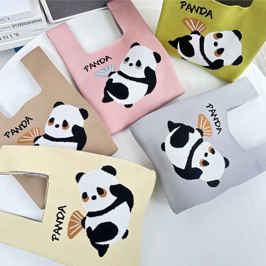 Adorable Panda - themed Hand - knitted Charming Gifts Handbags