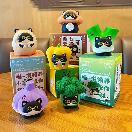 Original Design Resin Little Cat-shaped Vegetable Desktop Decorative Ornaments