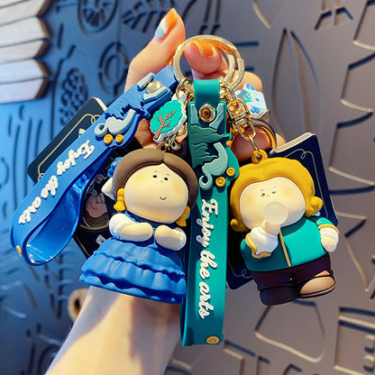 "Enjoy the Art" Cute and Chubby Artist Keychain Pendant