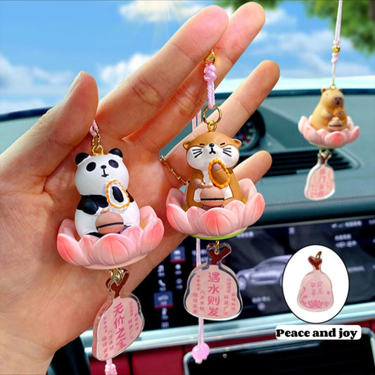 Buddhistic-themed "Good Luck with Lotus" Creative and Cute Car Pendant