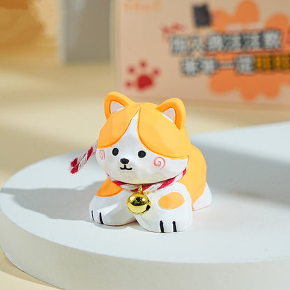 Original Wood - Carving Style Creative Resin Corgi and Shiba Inu Figurines for Home Desktop Decoration