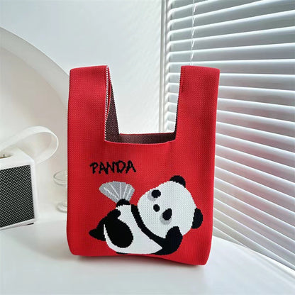 Adorable Panda - themed Hand - knitted Charming Gifts Handbags