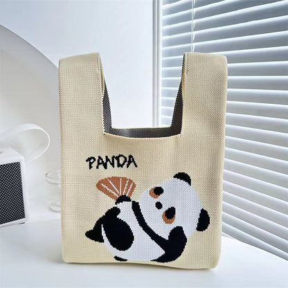 Adorable Panda - themed Hand - knitted Charming Gifts Handbags