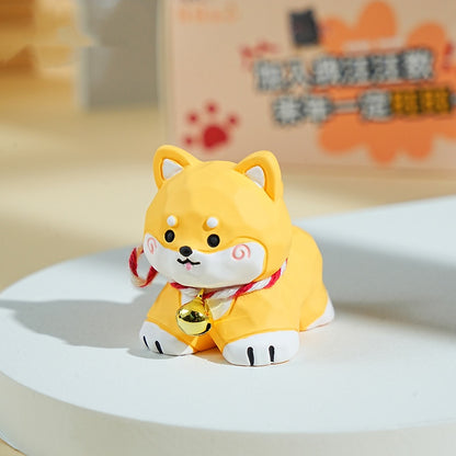 Original Wood - Carving Style Creative Resin Corgi and Shiba Inu Figurines for Home Desktop Decoration