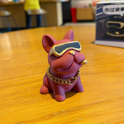 Anime Bulldog Car Interior Decoration, Cool Trend Sunglasses Bulldog Ornaments for Car Accessories Desktop Ornaments