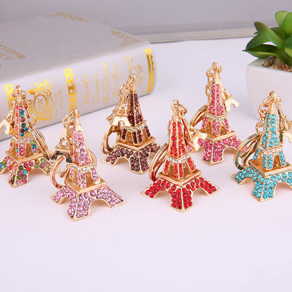 Eiffel Tower Crystal Rhinestone Alloy Metal Keychain Key Chain Key Ring Pendant