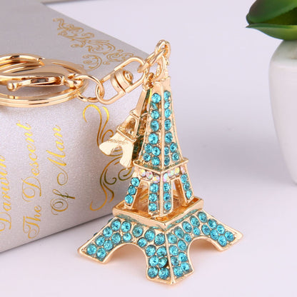 Eiffel Tower Crystal Rhinestone Alloy Metal Keychain Key Chain Key Ring Pendant