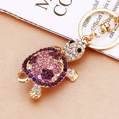 Turtle Keychain BlingTurtle Rhinestone Crystal Key Ring Cute Animal Metal Pendant Shining Keychain