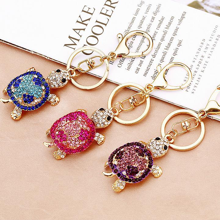 Turtle Keychain BlingTurtle Rhinestone Crystal Key Ring Cute Animal Metal Pendant Shining Keychain